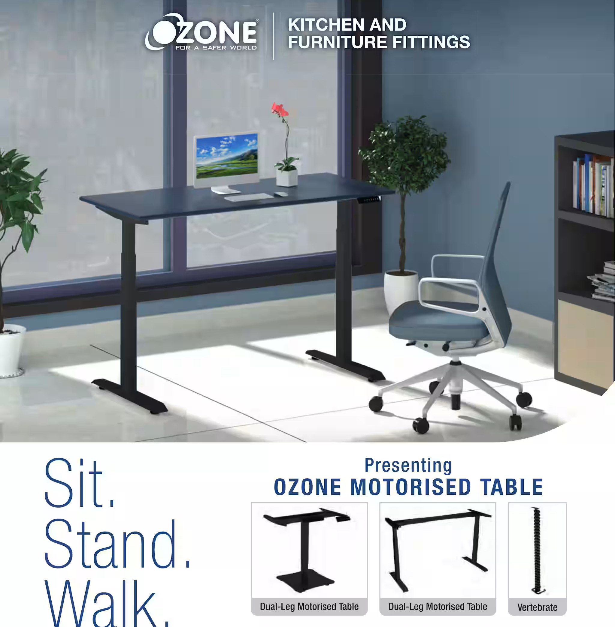 Ozone udjustable table, motorised table system